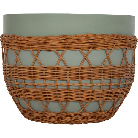 ΤΡΑΠΕΖΙ ΣΑΛΟΝΙΟΥ VILHENA HM18165 FIBER CEMENT ΠΡΑΣΙΝΟ-RATTAN ΦΥΣΙΚΟ Φ56x47Υεκ.