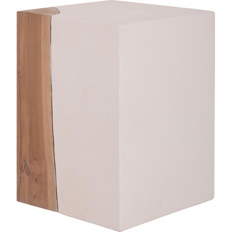 ΒΟΗΘΗΤΙΚΟ ΤΡΑΠΕΖΙ LEIA HM18163.02 FIBER CEMENT ΛΕΥΚΟ-ΞΥΛΟ TEAK 32.5x32.5x46Υεκ.