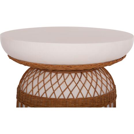 ΒΟΗΘΗΤΙΚΟ ΤΡΑΠΕΖΙ PRILEP HM18159.02 FIBER CEMENT ΛΕΥΚΟ & RATTAN--Φ60x76,5Υεκ