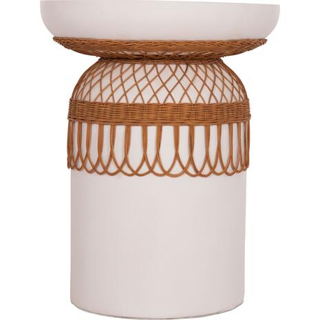 ΒΟΗΘΗΤΙΚΟ ΤΡΑΠΕΖΙ PRILEP HM18159.02 FIBER CEMENT ΛΕΥΚΟ & RATTAN--Φ60x76,5Υεκ