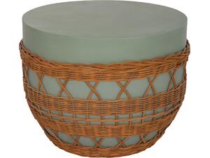 ΤΡΑΠΕΖΙ ΣΑΛΟΝΙΟΥ VILHENA HM18165 FIBER CEMENT ΠΡΑΣΙΝΟ-RATTAN ΦΥΣΙΚΟ Φ56x47Υεκ.