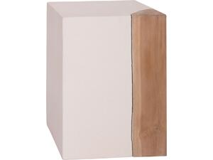 ΒΟΗΘΗΤΙΚΟ ΤΡΑΠΕΖΙ LEIA HM18163.02 FIBER CEMENT ΛΕΥΚΟ-ΞΥΛΟ TEAK 32.5x32.5x46Υεκ.