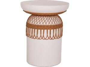 ΒΟΗΘΗΤΙΚΟ ΤΡΑΠΕΖΙ PRILEP HM18159.02 FIBER CEMENT ΛΕΥΚΟ & RATTAN--Φ60x76,5Υεκ