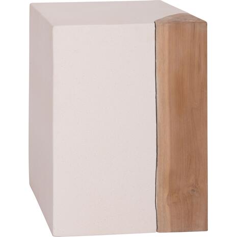 ΒΟΗΘΗΤΙΚΟ ΤΡΑΠΕΖΙ LEIA HM18163.02 FIBER CEMENT ΛΕΥΚΟ-ΞΥΛΟ TEAK 32.5x32.5x46Υεκ.