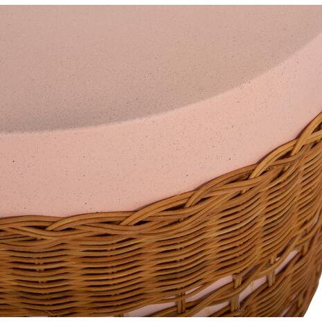 ΒΟΗΘΗΤΙΚΟ ΤΡΑΠΕΖΙ VILHENA HM18166 FIBER CEMENT ΡΟΖ-RATTAN ΦΥΣΙΚΟ Φ44.5x45Υεκ.