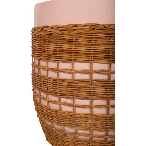 ΒΟΗΘΗΤΙΚΟ ΤΡΑΠΕΖΙ VILHENA HM18166 FIBER CEMENT ΡΟΖ-RATTAN ΦΥΣΙΚΟ Φ44.5x45Υεκ.