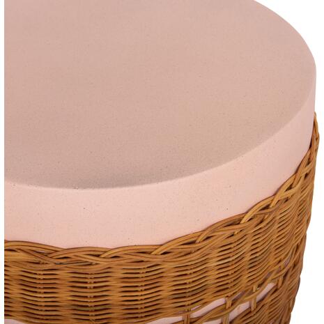 ΒΟΗΘΗΤΙΚΟ ΤΡΑΠΕΖΙ VILHENA HM18166 FIBER CEMENT ΡΟΖ-RATTAN ΦΥΣΙΚΟ Φ44.5x45Υεκ.