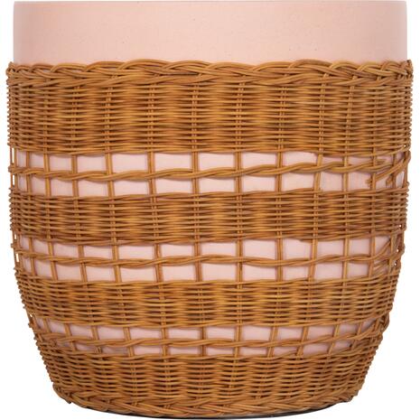 ΒΟΗΘΗΤΙΚΟ ΤΡΑΠΕΖΙ VILHENA HM18166 FIBER CEMENT ΡΟΖ-RATTAN ΦΥΣΙΚΟ Φ44.5x45Υεκ.