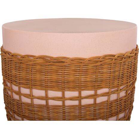 ΒΟΗΘΗΤΙΚΟ ΤΡΑΠΕΖΙ VILHENA HM18166 FIBER CEMENT ΡΟΖ-RATTAN ΦΥΣΙΚΟ Φ44.5x45Υεκ.
