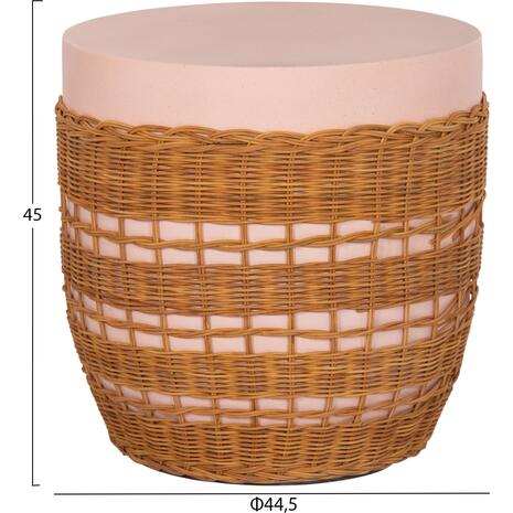 ΒΟΗΘΗΤΙΚΟ ΤΡΑΠΕΖΙ VILHENA HM18166 FIBER CEMENT ΡΟΖ-RATTAN ΦΥΣΙΚΟ Φ44.5x45Υεκ.