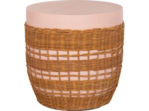 ΒΟΗΘΗΤΙΚΟ ΤΡΑΠΕΖΙ VILHENA HM18166 FIBER CEMENT ΡΟΖ-RATTAN ΦΥΣΙΚΟ Φ44.5x45Υεκ.