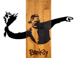 ΔΙΑΚΟΣΜΗΤΙΚΟ ΤΟΙΧΟΥ BANKSY HM4757-ΦΥΛΛΑ ΜΕΤΑΛΛΟΥ ΜΑΥΡΑ-ΞΥΛΟ 69x3(βάθος)x58Υεκ.