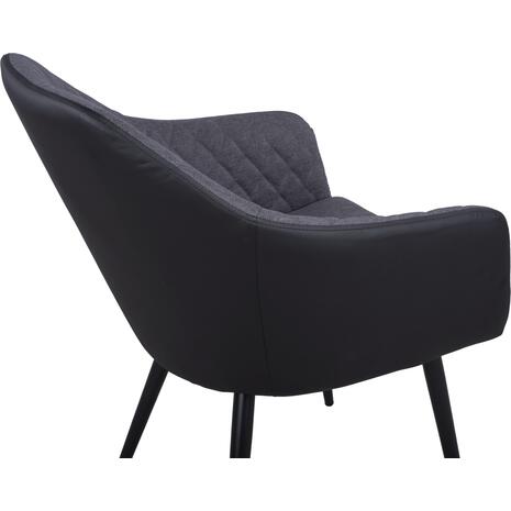 ΠΟΛΥΘΡΟΝΑΚΙ CHARLES HM8522.01 ΜΕ ΥΦΑΣΜΑ ΣΚΟΥΡΟ ΓΚΡΙ PU ΜΑΥΡΟ 57x63x83Υ εκ. (σετ 2 τεμαχίων)