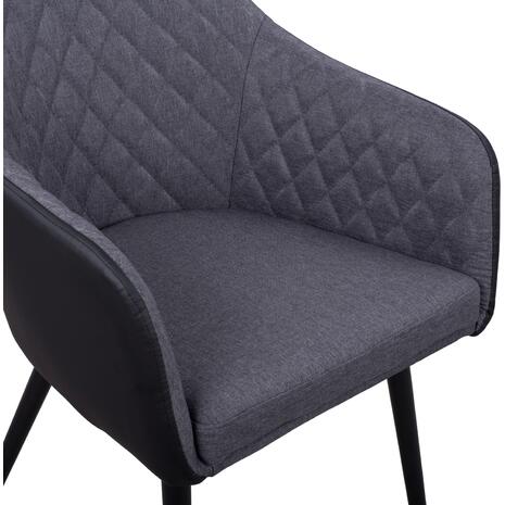 ΠΟΛΥΘΡΟΝΑΚΙ CHARLES HM8522.01 ΜΕ ΥΦΑΣΜΑ ΣΚΟΥΡΟ ΓΚΡΙ PU ΜΑΥΡΟ 57x63x83Υ εκ. (σετ 2 τεμαχίων)