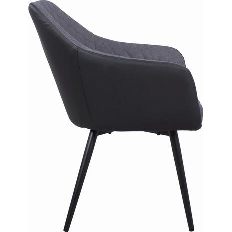 ΠΟΛΥΘΡΟΝΑΚΙ CHARLES HM8522.01 ΜΕ ΥΦΑΣΜΑ ΣΚΟΥΡΟ ΓΚΡΙ PU ΜΑΥΡΟ 57x63x83Υ εκ. (σετ 2 τεμαχίων)
