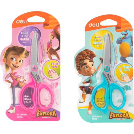 Ψαλίδι σχολικό Deli Explora 13.5cm (Δ+Α) Μπλε / Ροζ