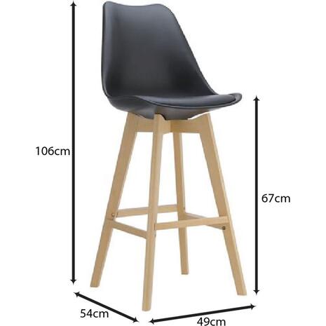 MARTIN Σκαμπό BAR Οξιά Φυσικό, Κάθισμα Η.67cm, PP-Pu Μαύρο, Μονταρισμένη Ταπετσαρία (σετ 4 τεμαχίων) (ΕΜ147,21)