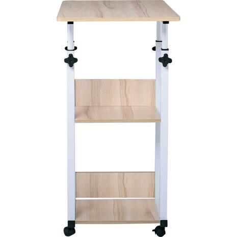 LIFT Βοηθητικό Τραπεζάκι Μέταλλο Βαφή Άσπρο, Melamine Απόχρωση Maple (ΕΜ48,1)