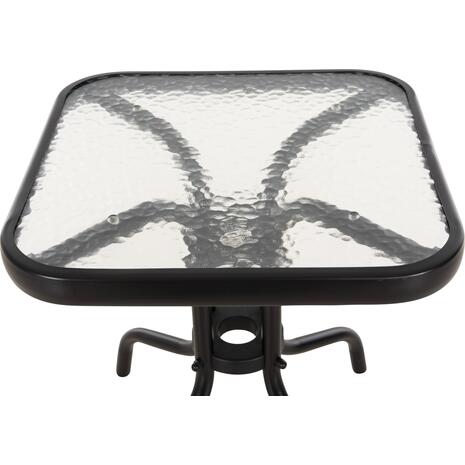 ΤΡΑΠΕΖΙ ΒΟΗΘΗΤΙΚΟ FIGO HM6067.03 ΜΕΤΑΛΛΙΚΟ ΜΑΥΡΟ-ΓΥΑΛΙΝΗ ΕΠΙΦΑΝΕΙΑ 45x45x51Yεκ