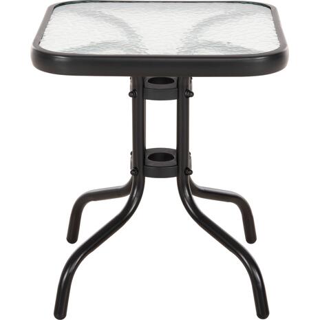 ΤΡΑΠΕΖΙ ΒΟΗΘΗΤΙΚΟ FIGO HM6067.03 ΜΕΤΑΛΛΙΚΟ ΜΑΥΡΟ-ΓΥΑΛΙΝΗ ΕΠΙΦΑΝΕΙΑ 45x45x51Yεκ