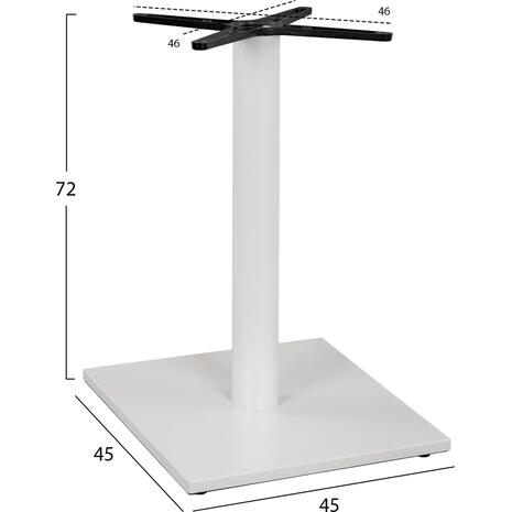 ΒΑΣΗ ΜΕΤΑΛΛΙΚΗ ΛΕΥΚΗ ΜΑΤ 46Χ46Χ72εκ. ΜΕ ΣΤΑΥΡΟ 46Χ46 ΚΑΙ ΡΕΓΟΥΛΑΤΟΡΟΥΣ HM438.02