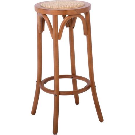 VIENNA Σκαμπό BAR, Ξύλο Οξιά Απόχρωση Καρυδί, Κάθισμα Ψάθα (Ε7023,2)