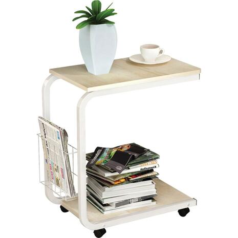 LAP Βοηθητικό Τραπεζάκι, Μέταλλο Βαφή Άσπρο, Απόχρωση Maple (ΕΜ47,1)