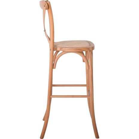 DESTINY Σκαμπό BAR, Ξύλο Οξιά Απόχρωση Φυσικό, Κάθισμα Ψάθα, Στοιβαζόμενο (Ε7022,3)