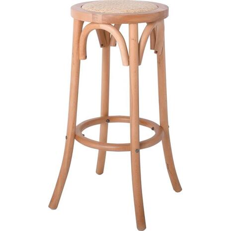 VIENNA Σκαμπό BAR, Ξύλο Οξιά Απόχρωση Φυσικό, Κάθισμα Ψάθα (Ε7023,3)