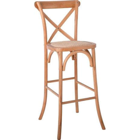 DESTINY Σκαμπό BAR, Ξύλο Οξιά Απόχρωση Φυσικό, Κάθισμα Ψάθα, Στοιβαζόμενο (Ε7022,3)