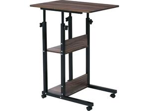 LIFT Βοηθητικό Τραπεζάκι Μέταλλο Βαφή Μαύρο, Melamine Απόχρωση Σκούρο Καρυδί (ΕΜ48,2)