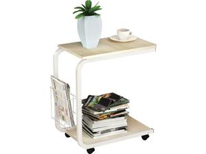 LAP Βοηθητικό Τραπεζάκι, Μέταλλο Βαφή Άσπρο, Απόχρωση Maple (ΕΜ47,1)