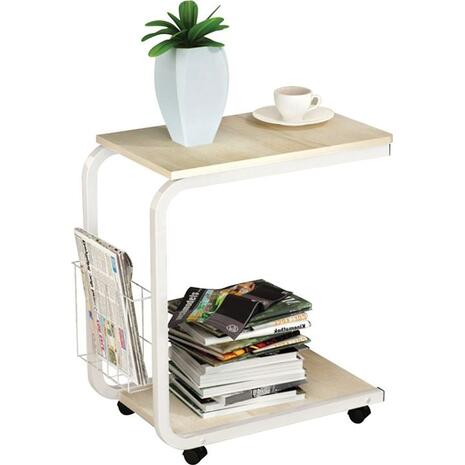 LAP Βοηθητικό Τραπεζάκι, Μέταλλο Βαφή Άσπρο, Απόχρωση Maple (ΕΜ47,1)