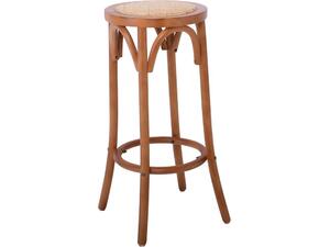 VIENNA Σκαμπό BAR, Ξύλο Οξιά Απόχρωση Καρυδί, Κάθισμα Ψάθα (Ε7023,2)