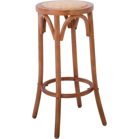 VIENNA Σκαμπό BAR, Ξύλο Οξιά Απόχρωση Καρυδί, Κάθισμα Ψάθα (Ε7023,2)