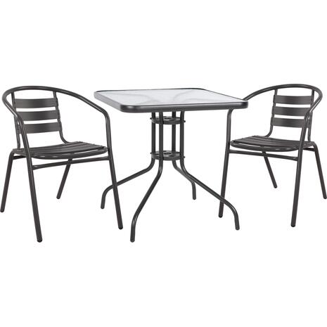 ΣΕΤ 3ΤΜΧ ΜΕ ΤΡΑΠΕΖΙ FIGO 70Χ70Χ72Υ & ΠΟΛΥΘΡΟΝΕΣ LAURA ΓΚΡΙ ΧΡΩΜΑ HM10469