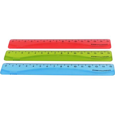 Χάρακας πλαστικός Kum Flexi Style 15cm (διάφορα χρώματα)