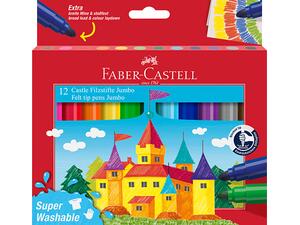 Μαρκαδόροι ζωγραφικής Faber-Castell Jumbo Super Washable χονδροί (πακέτο 12 χρωμάτων) 154311