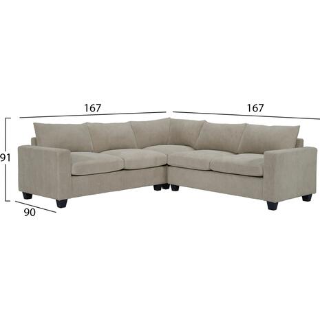ΓΩΝΙΑΚΟΣ ΚΑΝΑΠΕΣ CALDER HM3286.03 ΜΠΕΖ ΥΦΑΣΜΑ 254x254x90(κάθισμα)x91Υεκ.