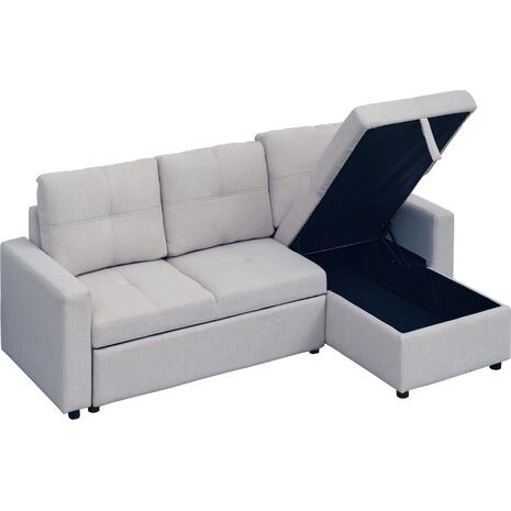 ΓΩΝΙΑΚΟΣ ΚΑΝΑΠΕΣ-ΚΡΕΒΑΤΙ ΑΝΑΣΤΡΕΨΙΜΟΣ SALINO HM3285.01 ΓΚΡΙ ΥΦΑΣΜΑ 213x132x87Yεκ