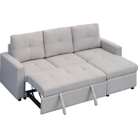 ΓΩΝΙΑΚΟΣ ΚΑΝΑΠΕΣ-ΚΡΕΒΑΤΙ ΑΝΑΣΤΡΕΨΙΜΟΣ SALINO HM3285.01 ΓΚΡΙ ΥΦΑΣΜΑ 213x132x87Yεκ