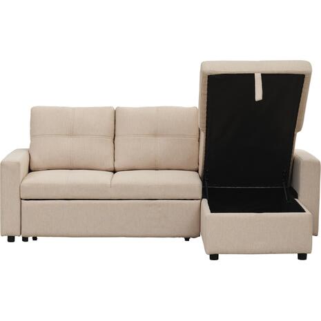 ΓΩΝΙΑΚΟΣ ΚΑΝΑΠΕΣ-ΚΡΕΒΑΤΙ ΑΝΑΣΤΡΕΨΙΜΟΣ SALINO HM3285.03 ΜΠΕΖ ΥΦΑΣΜΑ 213x132x87Yεκ