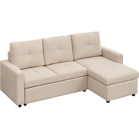 ΓΩΝΙΑΚΟΣ ΚΑΝΑΠΕΣ-ΚΡΕΒΑΤΙ ΑΝΑΣΤΡΕΨΙΜΟΣ SALINO HM3285.03 ΜΠΕΖ ΥΦΑΣΜΑ 213x132x87Yεκ