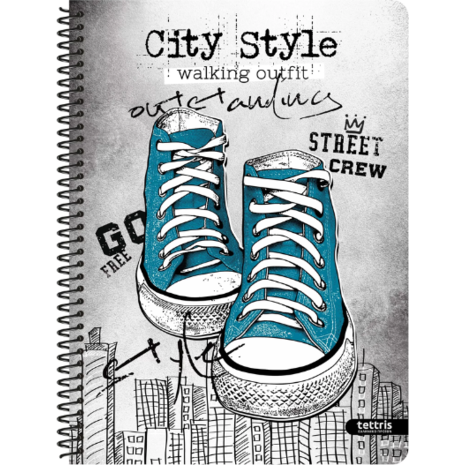 Τετράδιο σπιράλ Tettris City Style A4 4 θεμάτων 120Φ. Διάφορα σχέδια (Α4-4Θ-189)