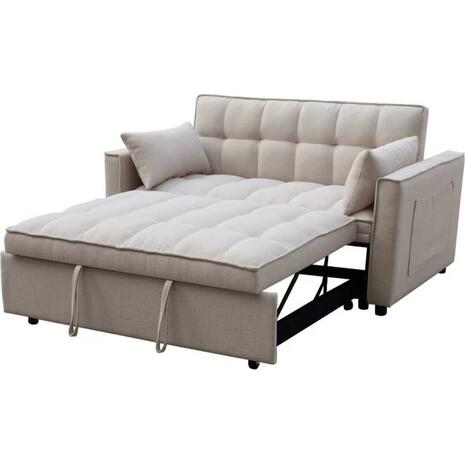 ΚΑΝΑΠΕΣ ΚΡΕΒΑΤΙ 2-ΘΕΣΙΟΣ BORG HM3289.03 ΜΠΕΖ ΥΦΑΣΜΑ 140x100x80Υεκ