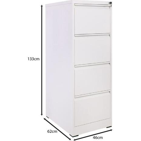 ΦΟΡΙΑΜΟΣ Αρχειοθέτησης Γραφείου 4 Συρτάρια, Μέταλλο Βαφή Άσπρο H.133 (Ε6011,4)