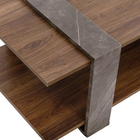 ΤΡΑΠΕΖΙ ΣΑΛΟΝΙΟΥ WILMA HM8950.13 ΜΕΛΑΜΙΝΗ ΣΕ ΦΥΣΙΚΟ-ΓΚΡΙ ΠΕΤΡΑ 80Χ50Χ35Υ εκ. (Γκρι)