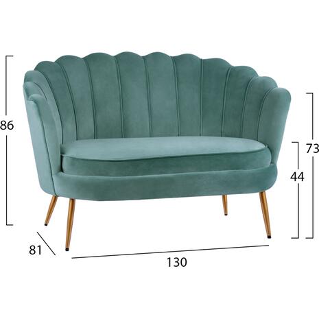 ΚΑΝΑΠΕΣ 2ΘΕΣΙΟΣ COQUILLE HM8627.07 ΑΠΟ ΦΥΣΤΙΚΙ ΒΕΛΟΥΔΟ ΜΕ ΧΡΥΣΑ ΠΟΔΙΑ 130x81x86Υ εκ.