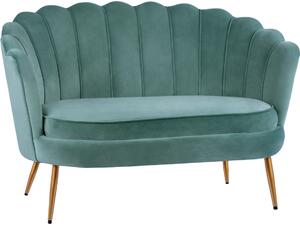 ΚΑΝΑΠΕΣ 2ΘΕΣΙΟΣ COQUILLE HM8627.07 ΑΠΟ ΦΥΣΤΙΚΙ ΒΕΛΟΥΔΟ ΜΕ ΧΡΥΣΑ ΠΟΔΙΑ 130x81x86Υ εκ.