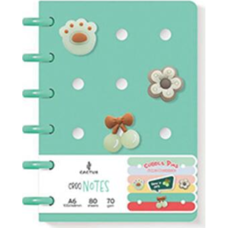 Σημειωματάριο Cactus "Croqnotes" A6 με διακοσμητικά pins 105x148mm 100Φ (διάφορα χρώματα)